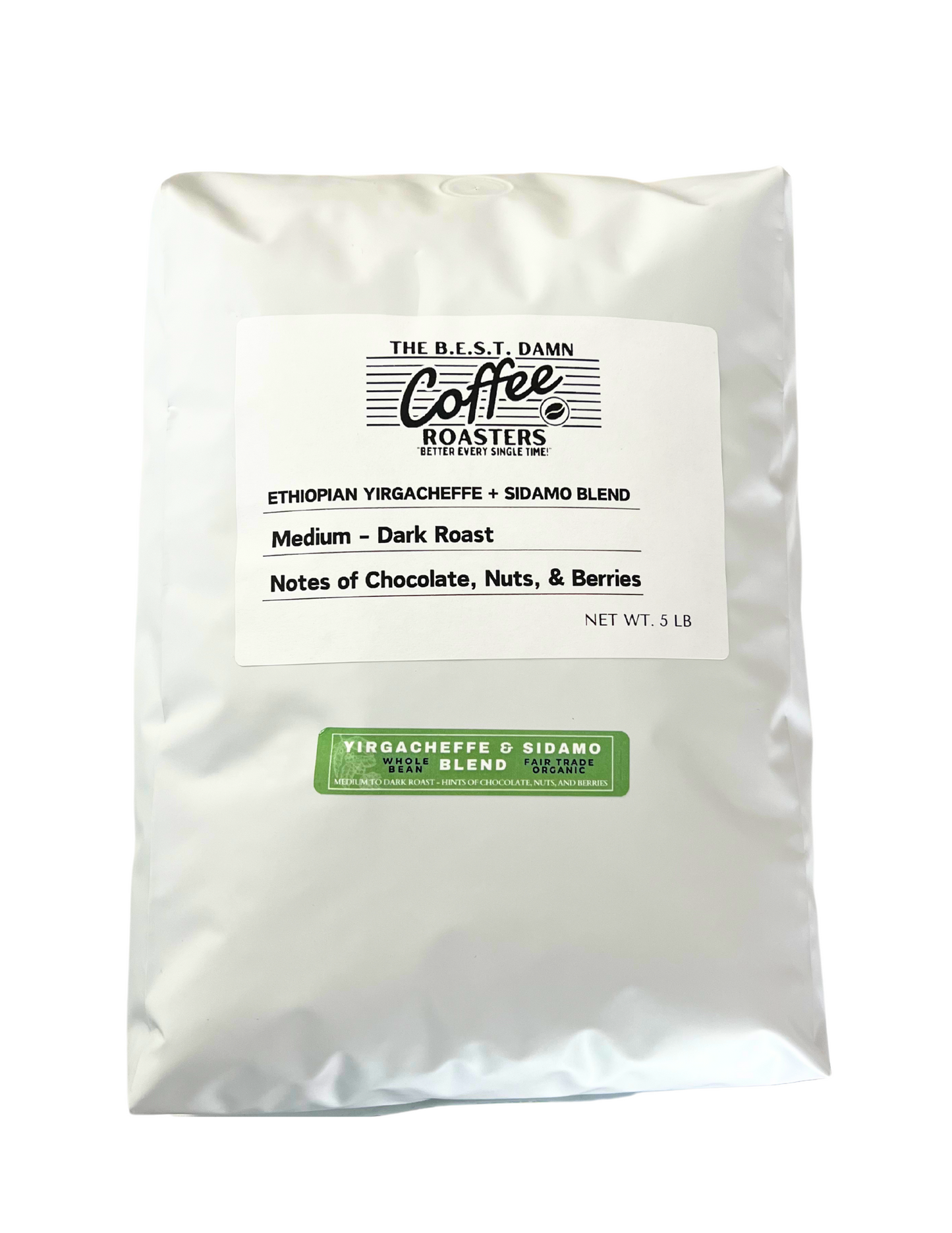 The Best Damn Coffee - Ethiopian Yirgacheffe & Sidamo Blend - 5 Pounds